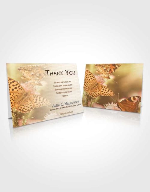 Funeral Thank You Card Template Golden Butterfly Peace
