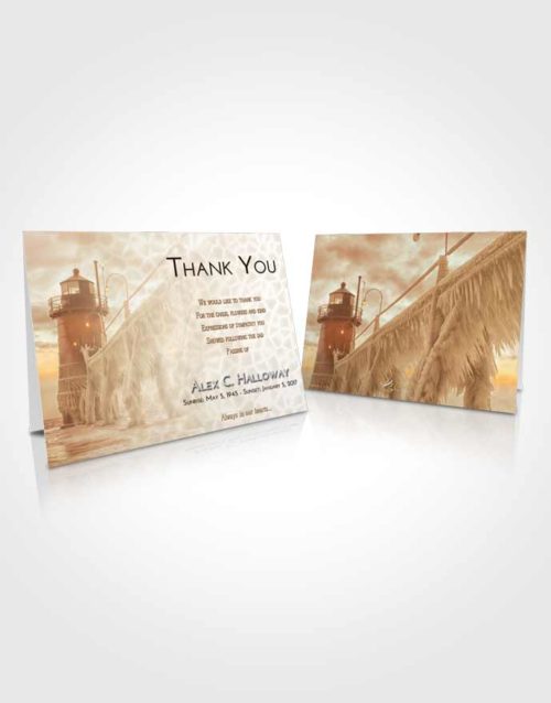 Funeral Thank You Card Template Golden Lighthouse Tranquility