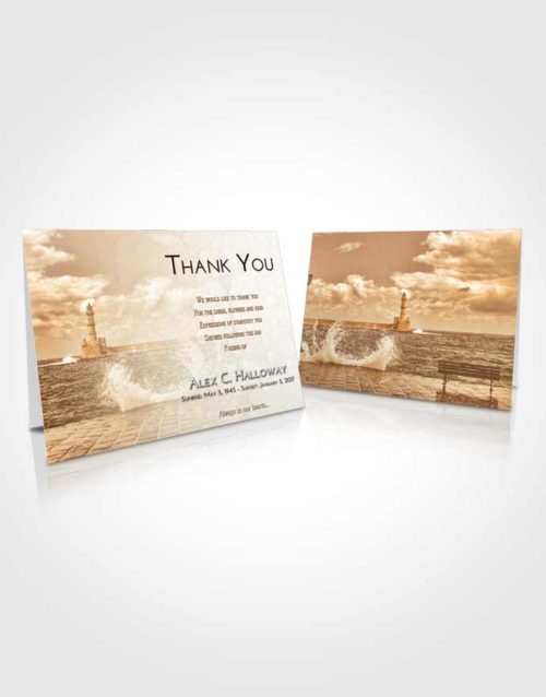 Funeral Thank You Card Template Golden Lighthouse in the Tides