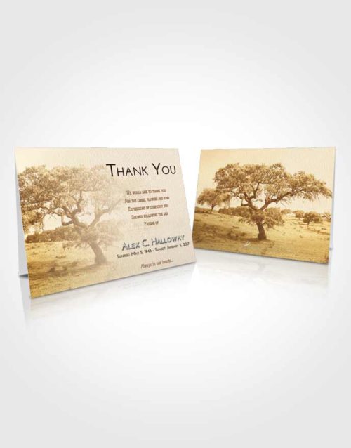 Funeral Thank You Card Template Golden Loving Leaves