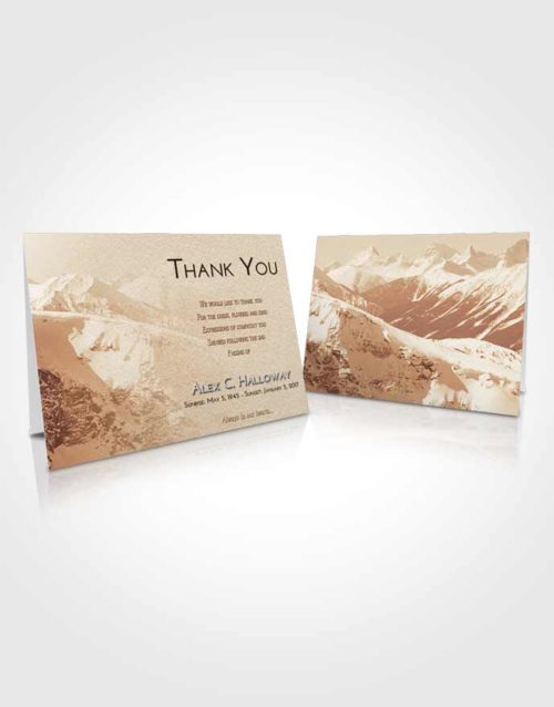 Funeral Thank You Card Template Golden Snowy Mountains