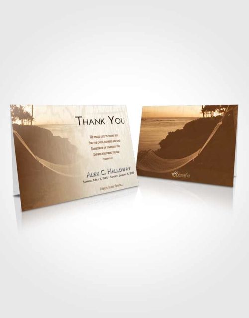 Funeral Thank You Card Template Golden Sunset in a Hammock