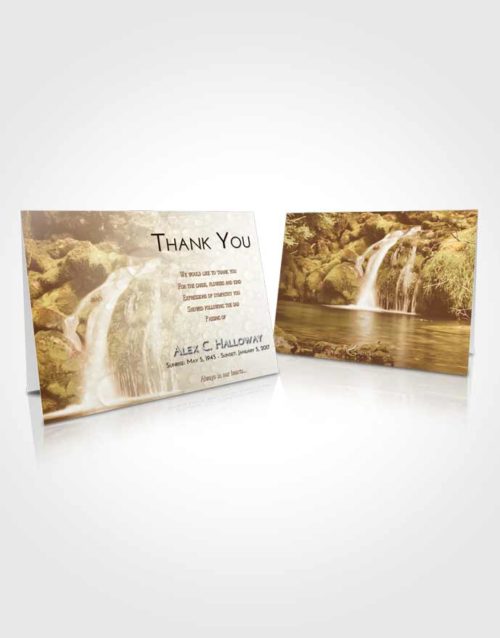 Funeral Thank You Card Template Golden Waterfall Paradise