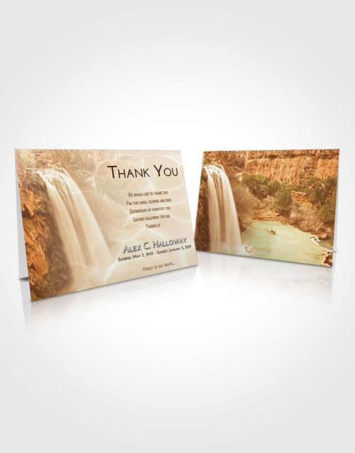 Funeral Thank You Card Template Golden Waterfall Serenity