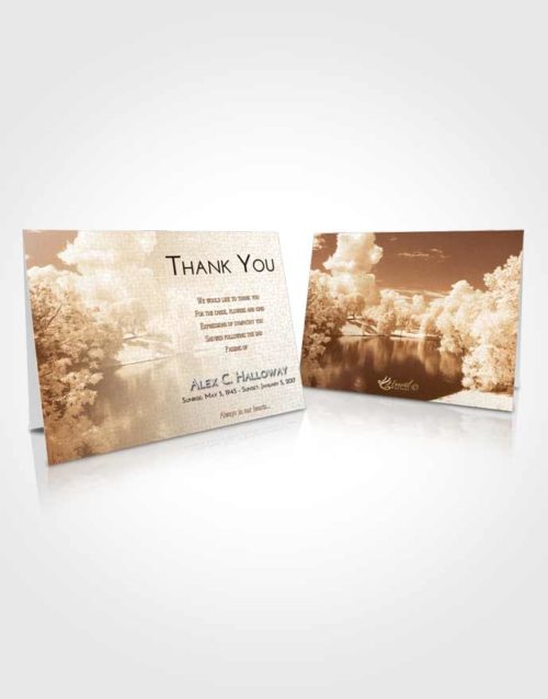 Funeral Thank You Card Template Golden White Winter Park