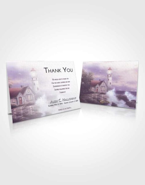 Funeral Thank You Card Template Lavender Sunrise Lighthouse Lookout