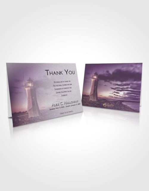 Funeral Thank You Card Template Lavender Sunrise Lighthouse Magnificence