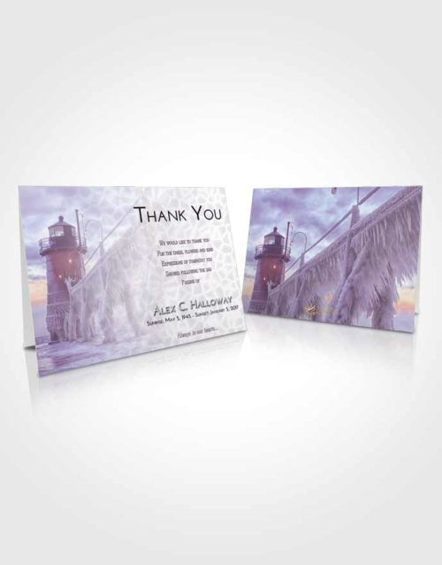 Funeral Thank You Card Template Lavender Sunrise Lighthouse Tranquility