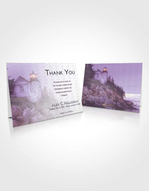 Funeral Thank You Card Template Lavender Sunrise Lighthouse on the Rocks