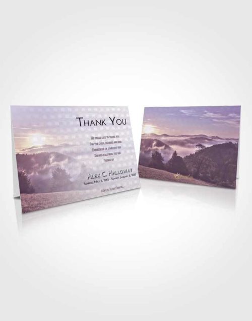 Funeral Thank You Card Template Lavender Sunrise Misty Forest