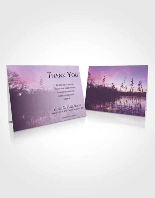 Funeral Thank You Card Template Lavender Sunrise Serenity Lake