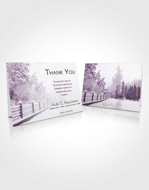 Funeral Thank You Card Template Lavender Sunrise Snow Garden