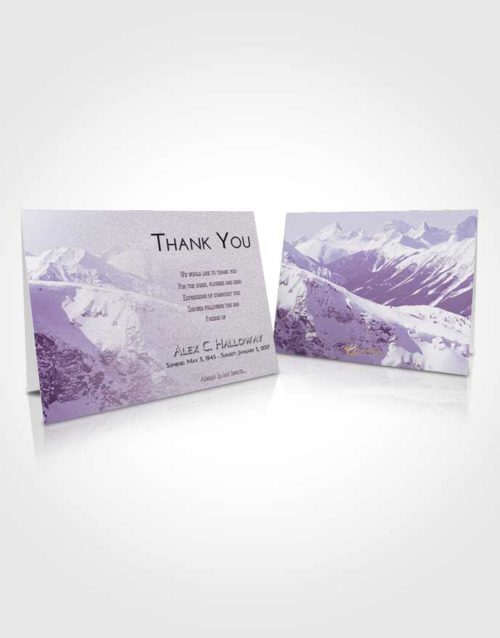 Funeral Thank You Card Template Lavender Sunrise Snowy Mountains