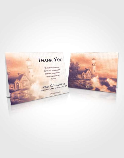 Funeral Thank You Card Template Lavender Sunset Lighthouse Lookout