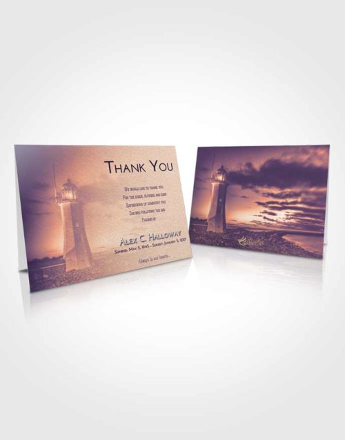 Funeral Thank You Card Template Lavender Sunset Lighthouse Magnificence