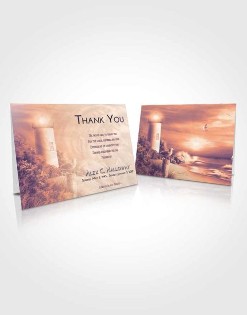 Funeral Thank You Card Template Lavender Sunset Lighthouse Mystery