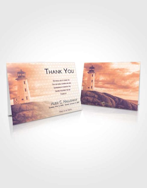 Funeral Thank You Card Template Lavender Sunset Lighthouse Safety