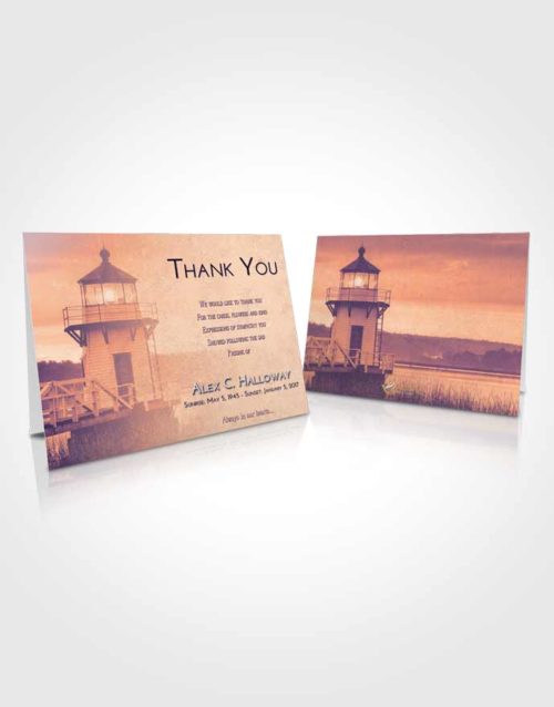 Funeral Thank You Card Template Lavender Sunset Lighthouse Surprise