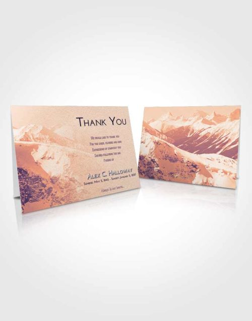 Funeral Thank You Card Template Lavender Sunset Snowy Mountains