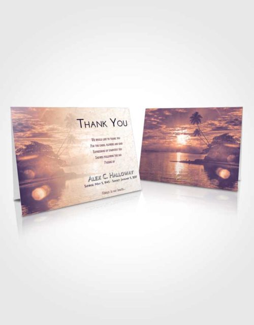 Funeral Thank You Card Template Lavender Sunset Tropical Beach