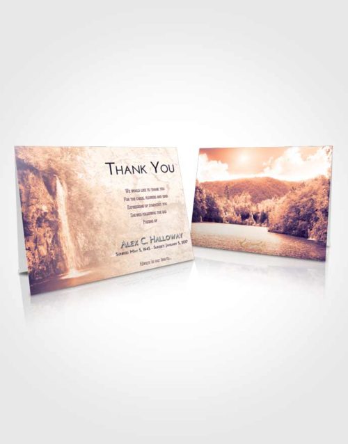 Funeral Thank You Card Template Lavender Sunset Waterfall Happiness