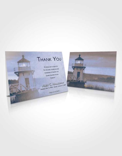 Funeral Thank You Card Template Light Blue Ocean Lighthouse Surprise