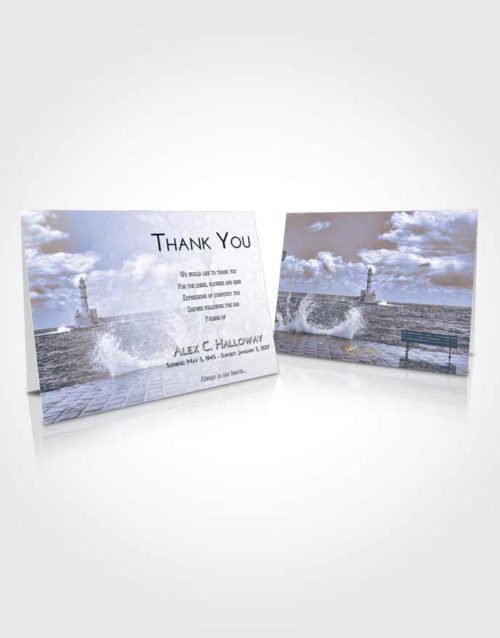 Funeral Thank You Card Template Light Blue Ocean Lighthouse in the Tides
