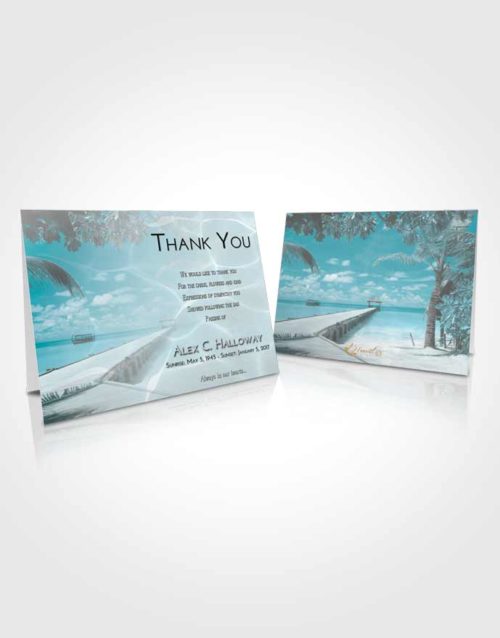Funeral Thank You Card Template Loving Embrace Tropical Ocean Walk