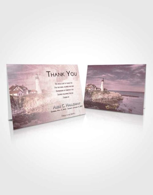 Funeral Thank You Card Template Pink Serenity Lighthouse Journey