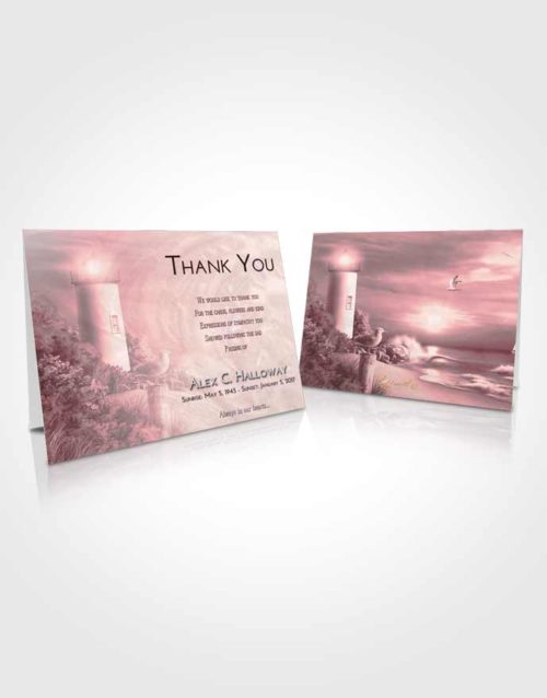 Funeral Thank You Card Template Pink Serenity Lighthouse Mystery