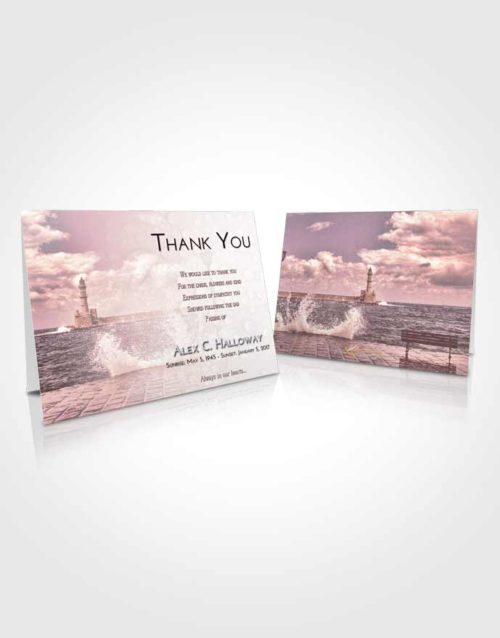 Funeral Thank You Card Template Pink Serenity Lighthouse in the Tides