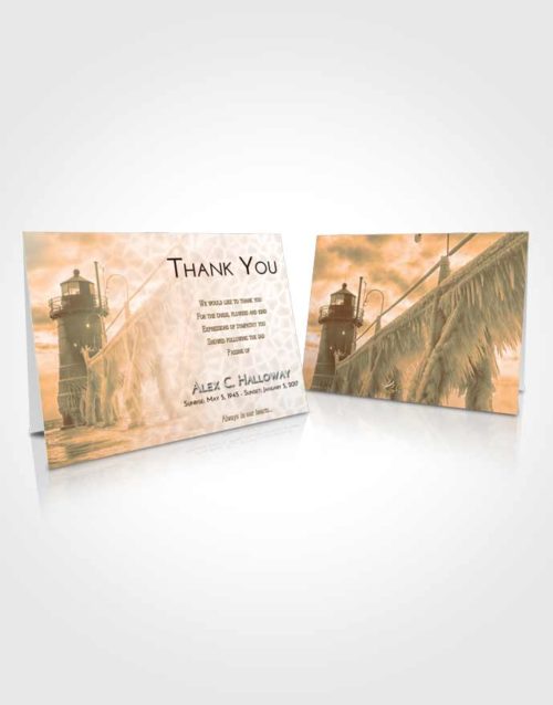 Funeral Thank You Card Template Soft Dusk Lighthouse Tranquility