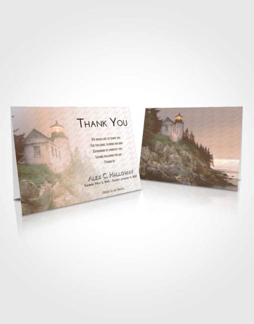 Funeral Thank You Card Template Soft Dusk Lighthouse on the Rocks