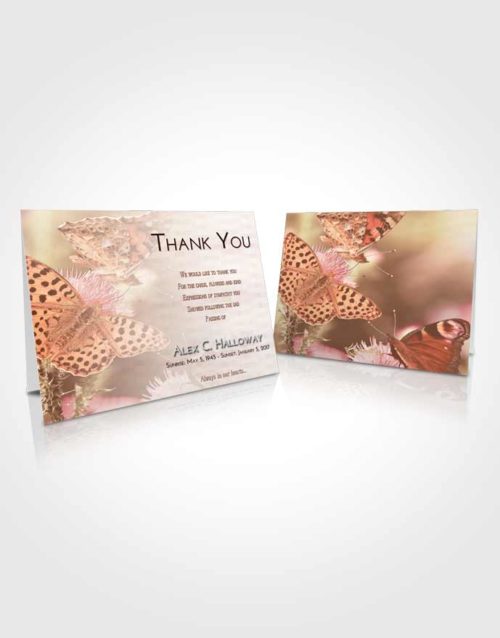 Funeral Thank You Card Template Strawberry Love Butterfly Peace