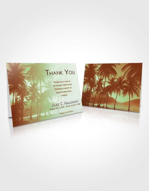Funeral Thank You Card Template Strawberry Mist Palm Paradise