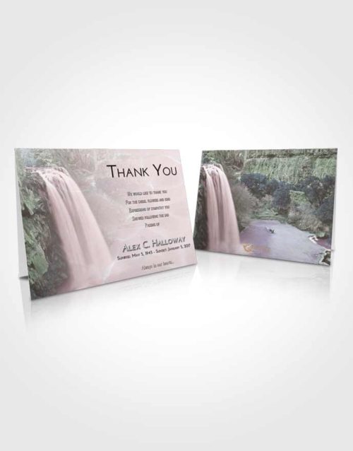 Funeral Thank You Card Template Sunset Waterfall Serenity