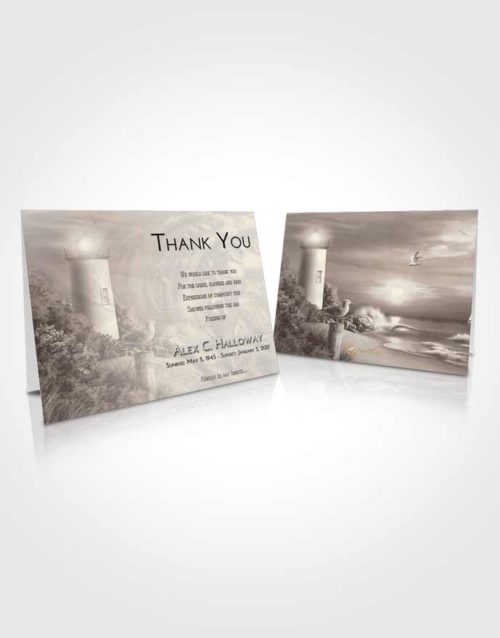 Funeral Thank You Card Template Tranquil Lighthouse Mystery