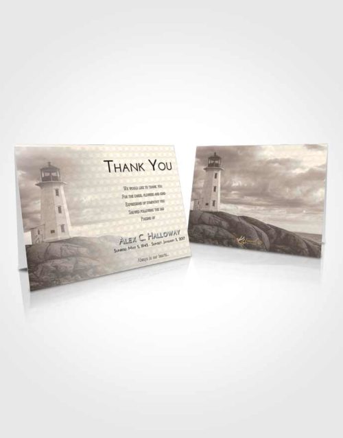 Funeral Thank You Card Template Tranquil Lighthouse Safety
