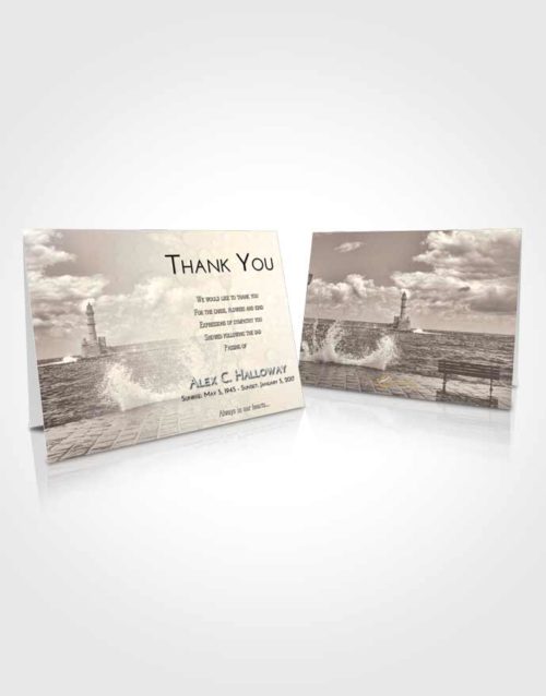 Funeral Thank You Card Template Tranquil Lighthouse in the Tides