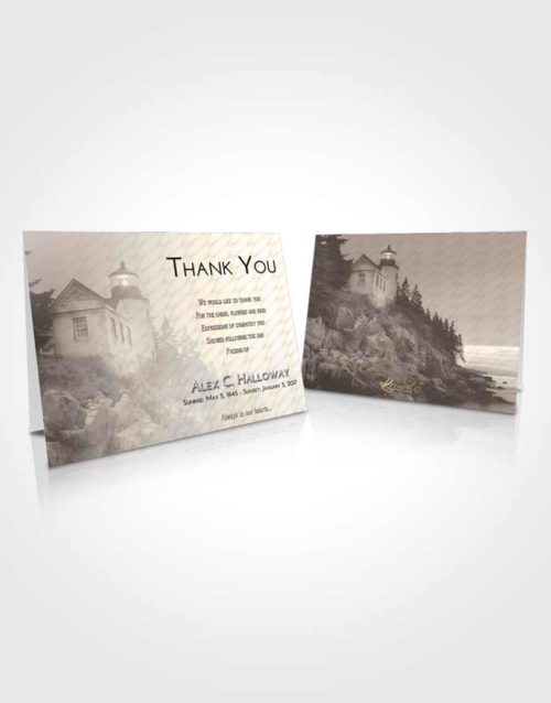 Funeral Thank You Card Template Tranquil Lighthouse on the Rocks