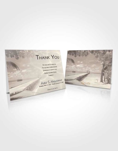 Funeral Thank You Card Template Tranquil Tropical Ocean Walk