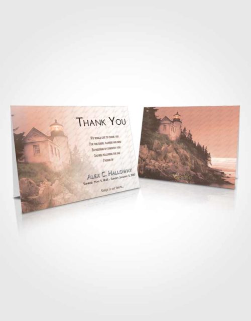 Funeral Thank You Card Template Vintage Love Lighthouse on the Rocks