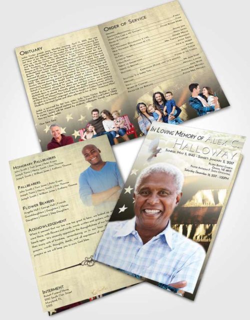 Bifold Order Of Service Obituary Template Brochure At Dusk American Veteran