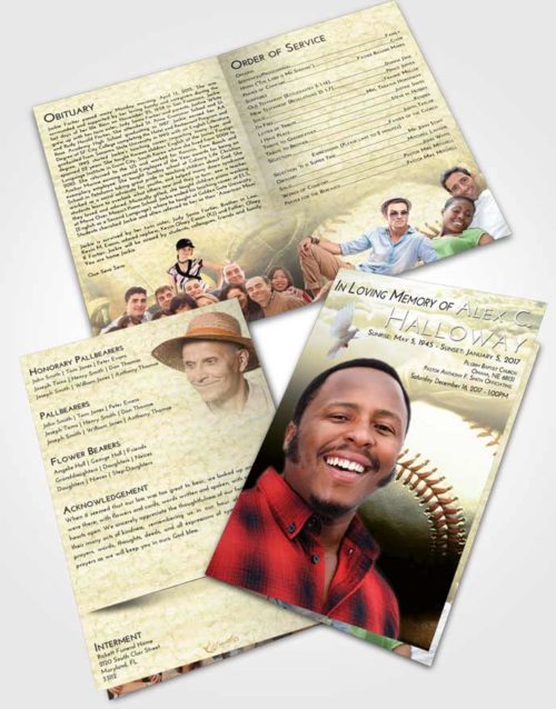 Bifold Order Of Service Obituary Template Brochure At Dusk Baseball Life
