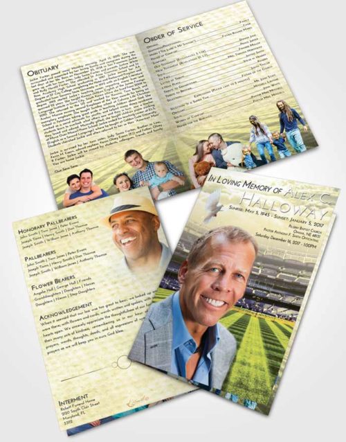 Bifold Order Of Service Obituary Template Brochure At Dusk Baseball Serenity