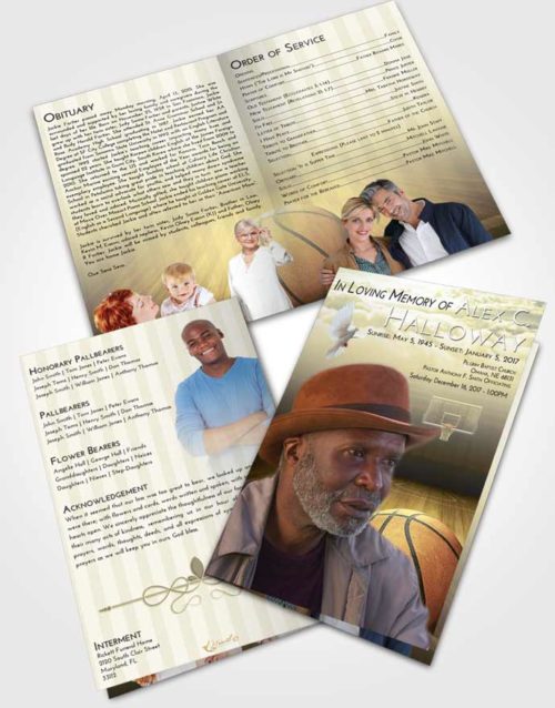 Bifold Order Of Service Obituary Template Brochure At Dusk Basketball Dreams