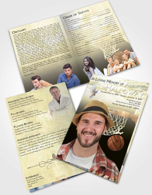 Bifold Order Of Service Obituary Template Brochure At Dusk Basketball Journey