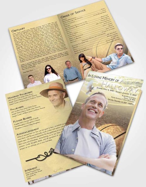 Bifold Order Of Service Obituary Template Brochure At Dusk Basketball Love