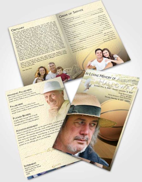 Bifold Order Of Service Obituary Template Brochure At Dusk Basketball Peace