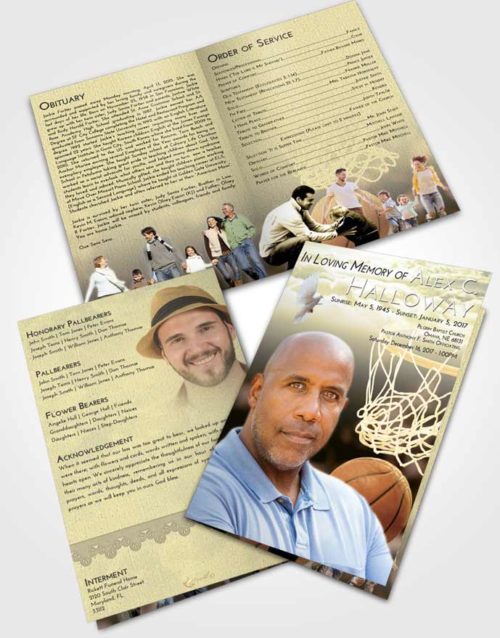 Bifold Order Of Service Obituary Template Brochure At Dusk Basketball Swish